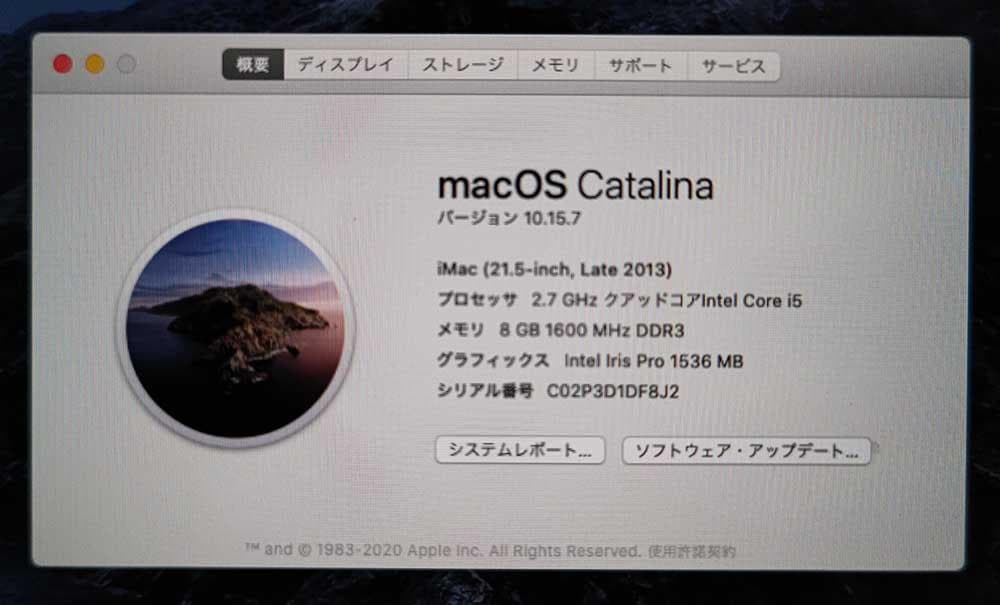 Apple iMac 21.5インチ 2013 8GB 1TB
