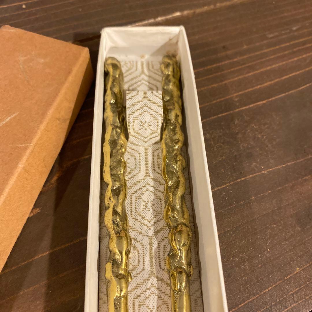 火箸　真鍮製？　昭和　レトロ　火鉢