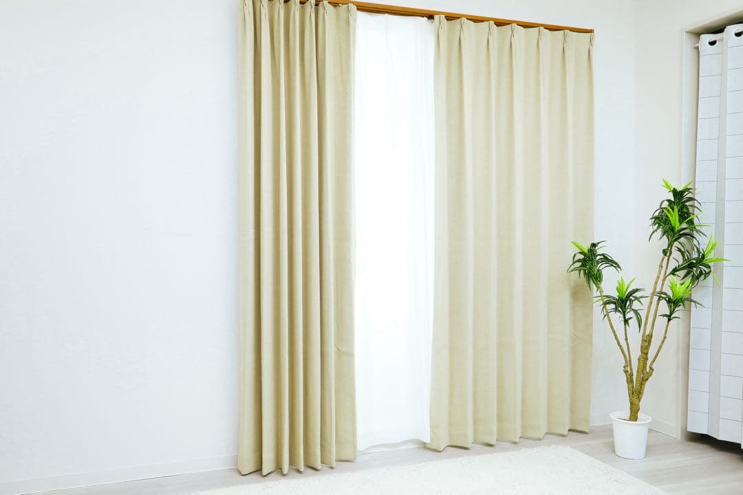 あんこ　1級遮光防炎　BE 4枚　レースカーテン　4枚