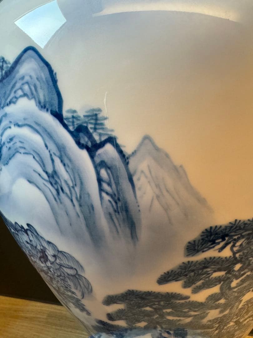 1511 有田焼　国右衞門　光雲作　染付山水　花瓶