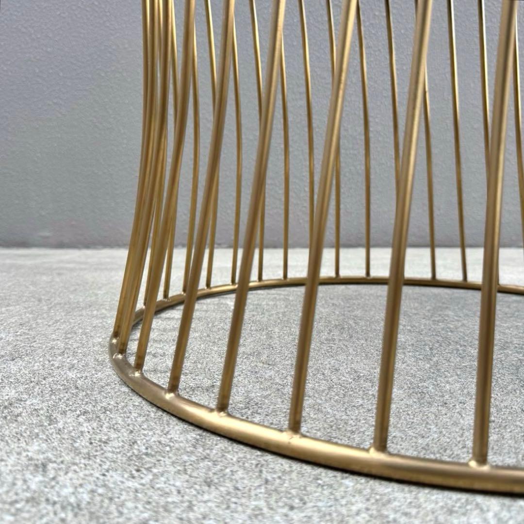 美品✴︎関家具 ラウンド サイドテーブル ガラス天板 ブラス 螺旋 高級 テーブル