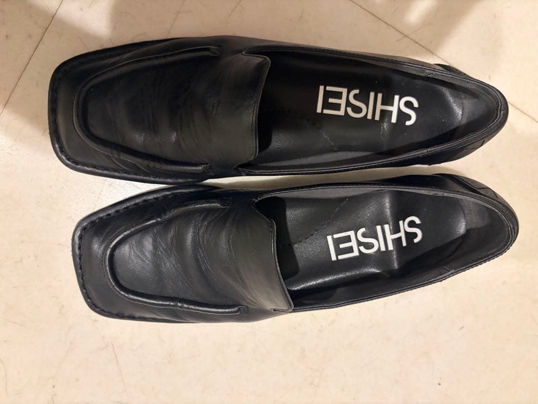 SHISEI シーセイ　SQUARE LOAFERS BLACK 36