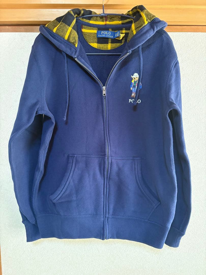 人気のポロベア刺繍フルジップパーカー ネイビー