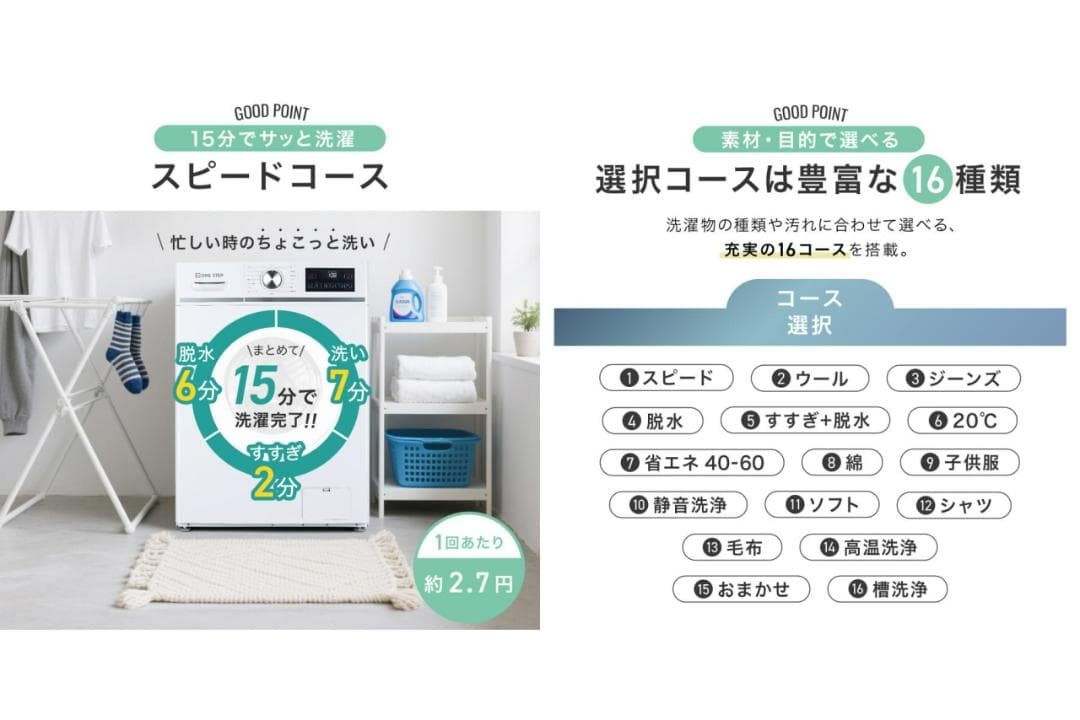 ドラム式 洗濯機 6kg スリム 扉左開き 自動投入 乾燥機能なし