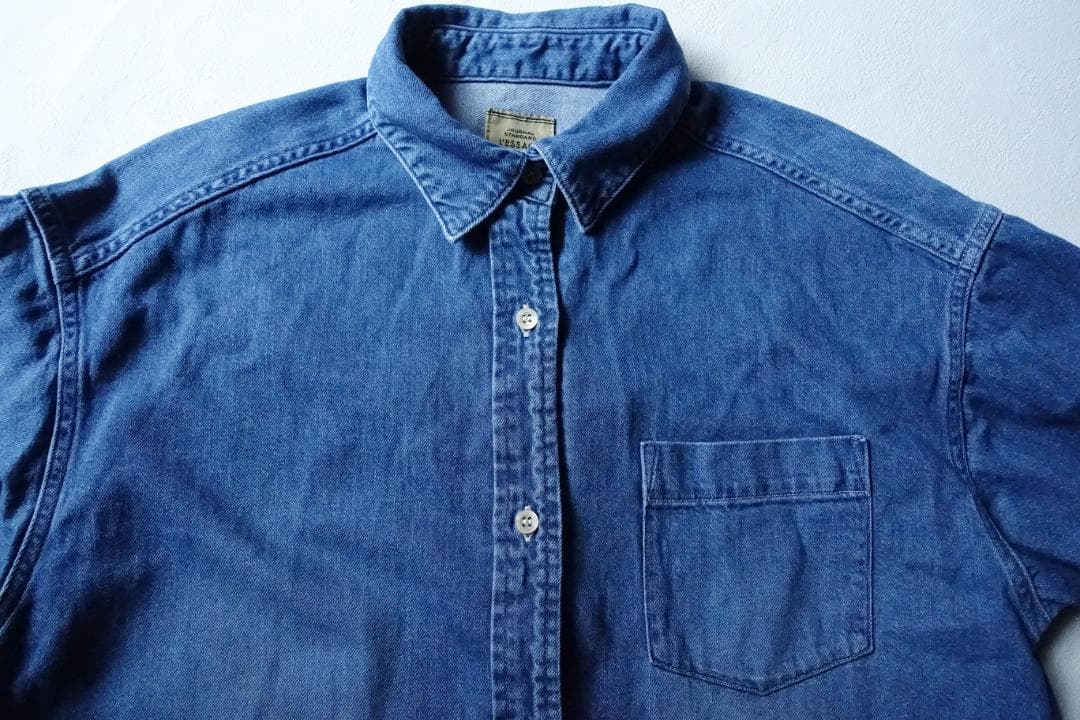 2024 美品ジャーナルスタンダードレサージュ☆8oz デニムシャツ F ブルー