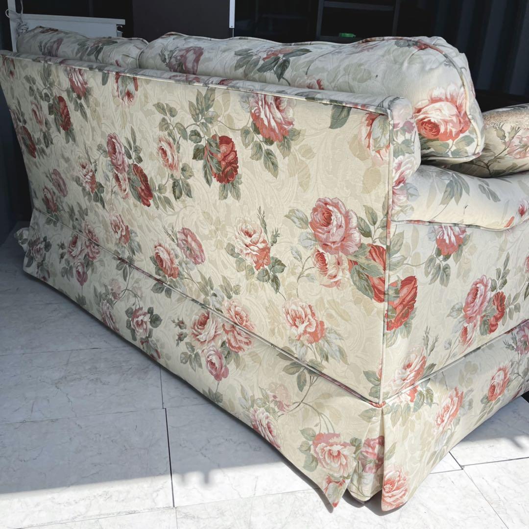 取付無料！イーセンアーレン アメリカ 姫系花柄ファブリックエレガントソファ✨