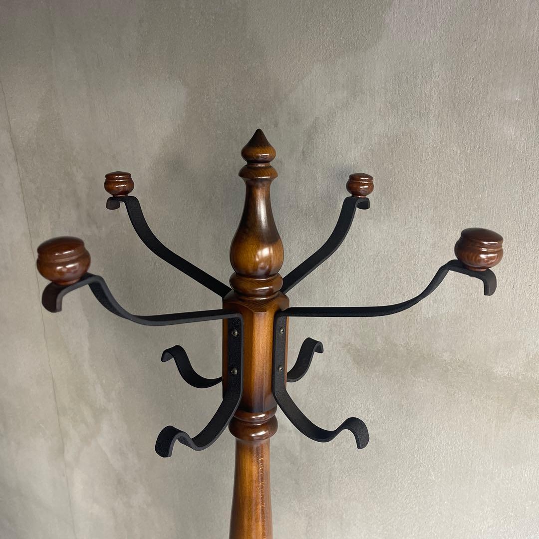 美品　カリモク コロニアル ハンガーラック ポールスタンド