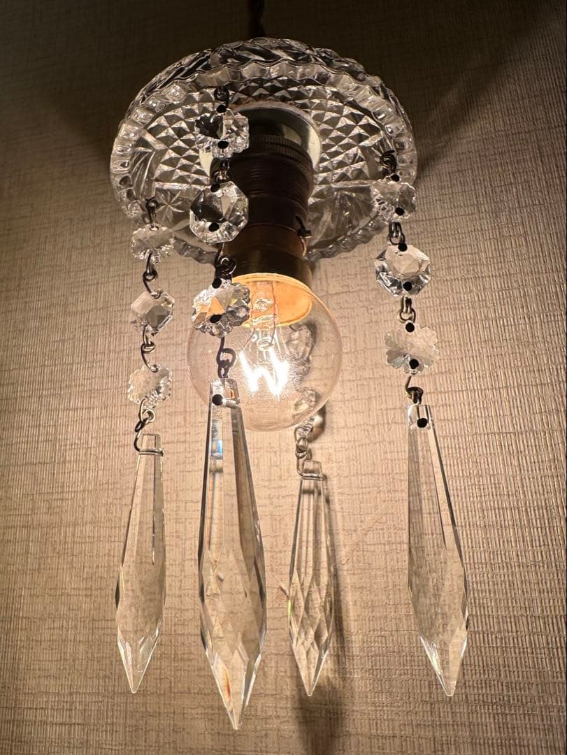 フランス アンティーク スノーフレークとアイシクルドロップの冬ミニシャンデリア＊