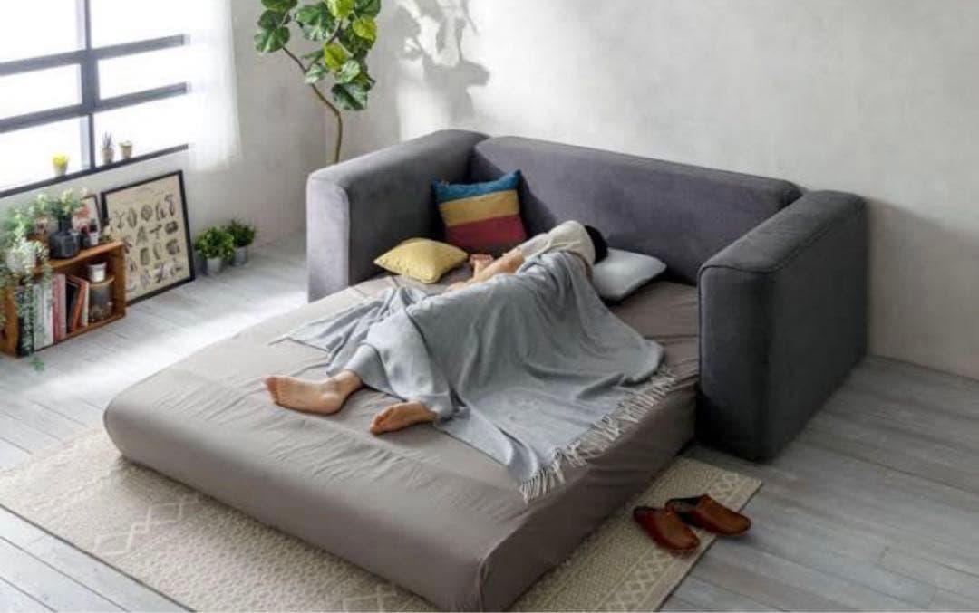 koala コアラ ソファーベッド (ワイドダブル) グレー　オットマン付き