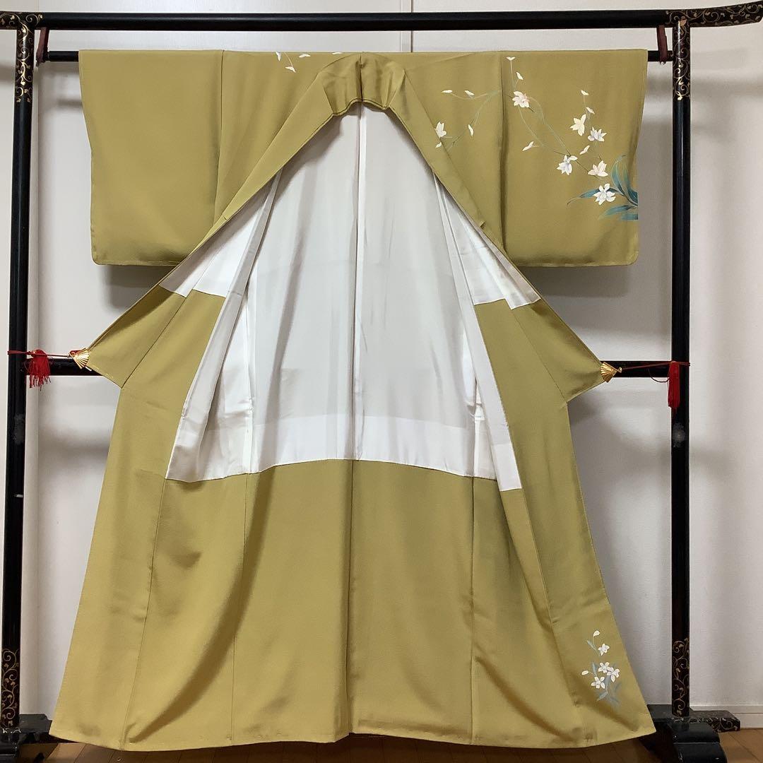 【惣次郎】十日町友禅！作家物！正絹訪問着〜山吹色地に水仙〜