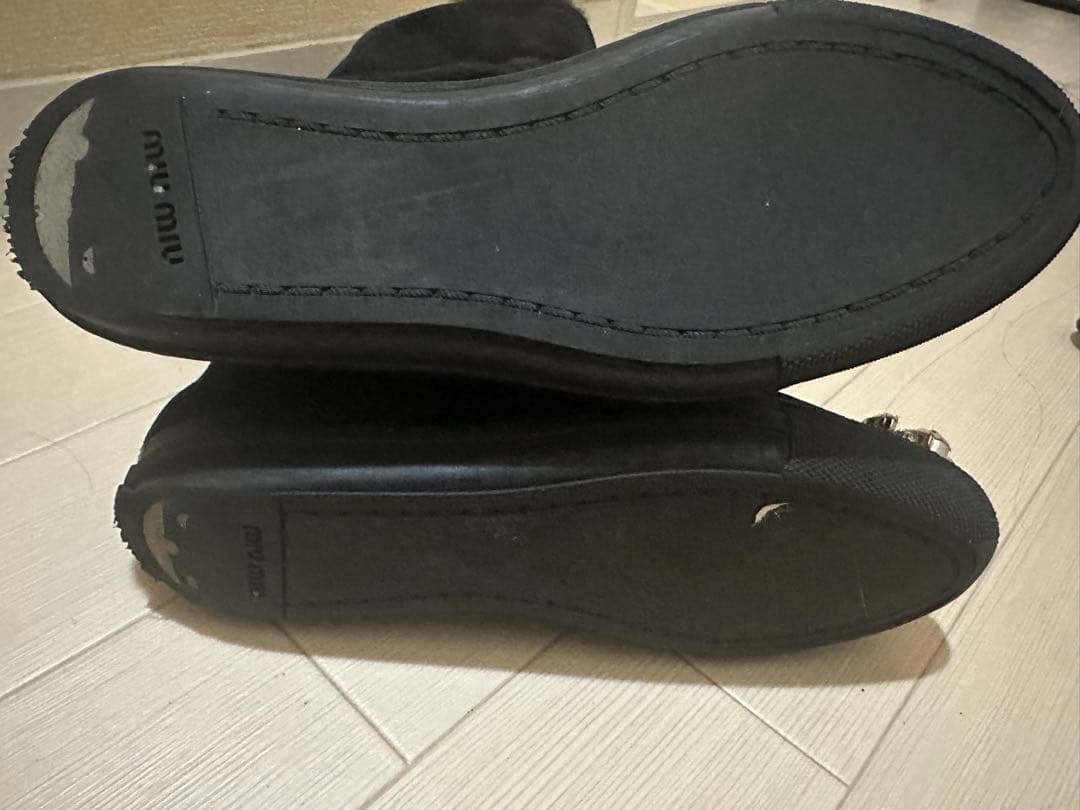 最終価格！美品❣️miumiuスェードファービジューブラックロングブーツ36