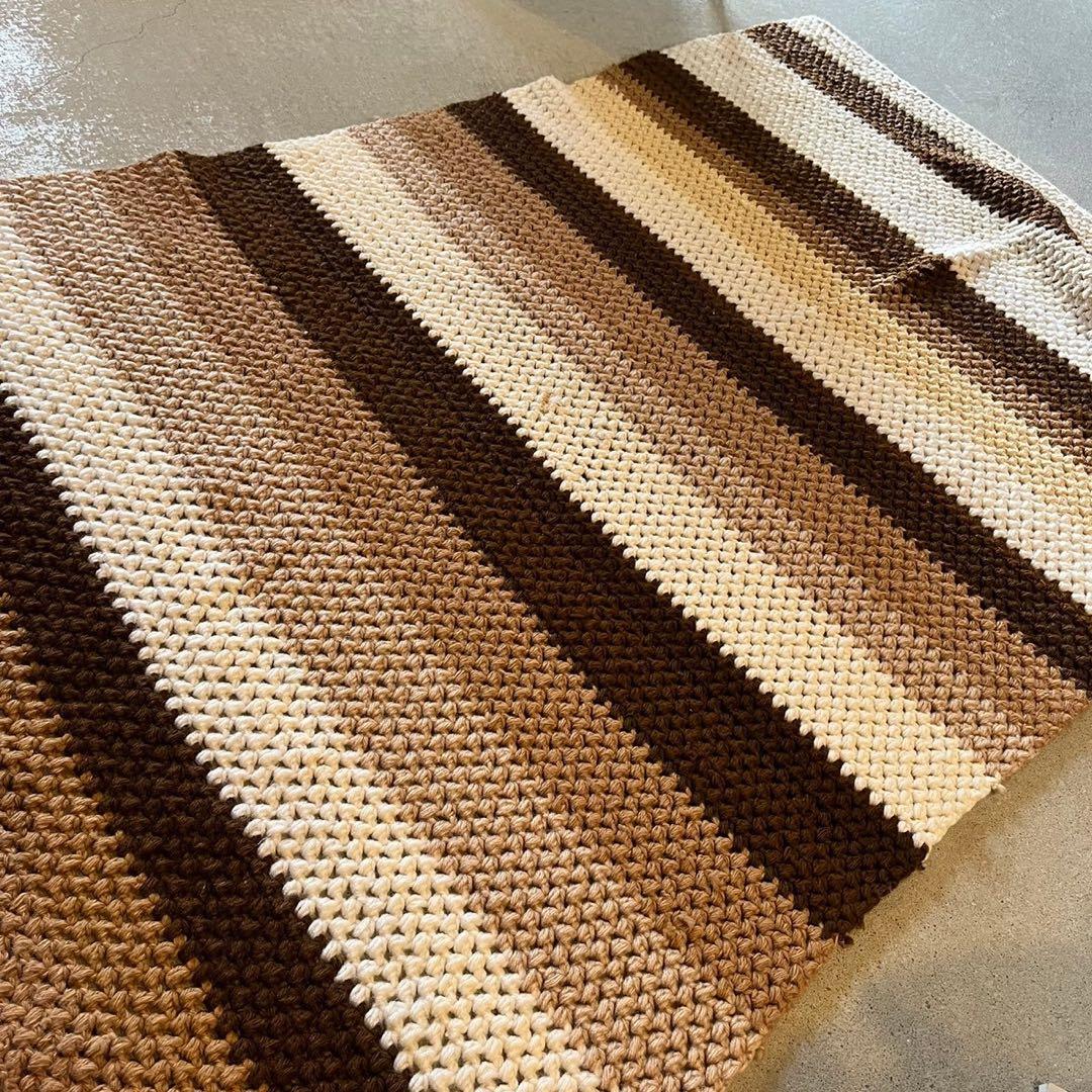 【USA vintage】グラニーブランケット　ラグ　ブラウン系