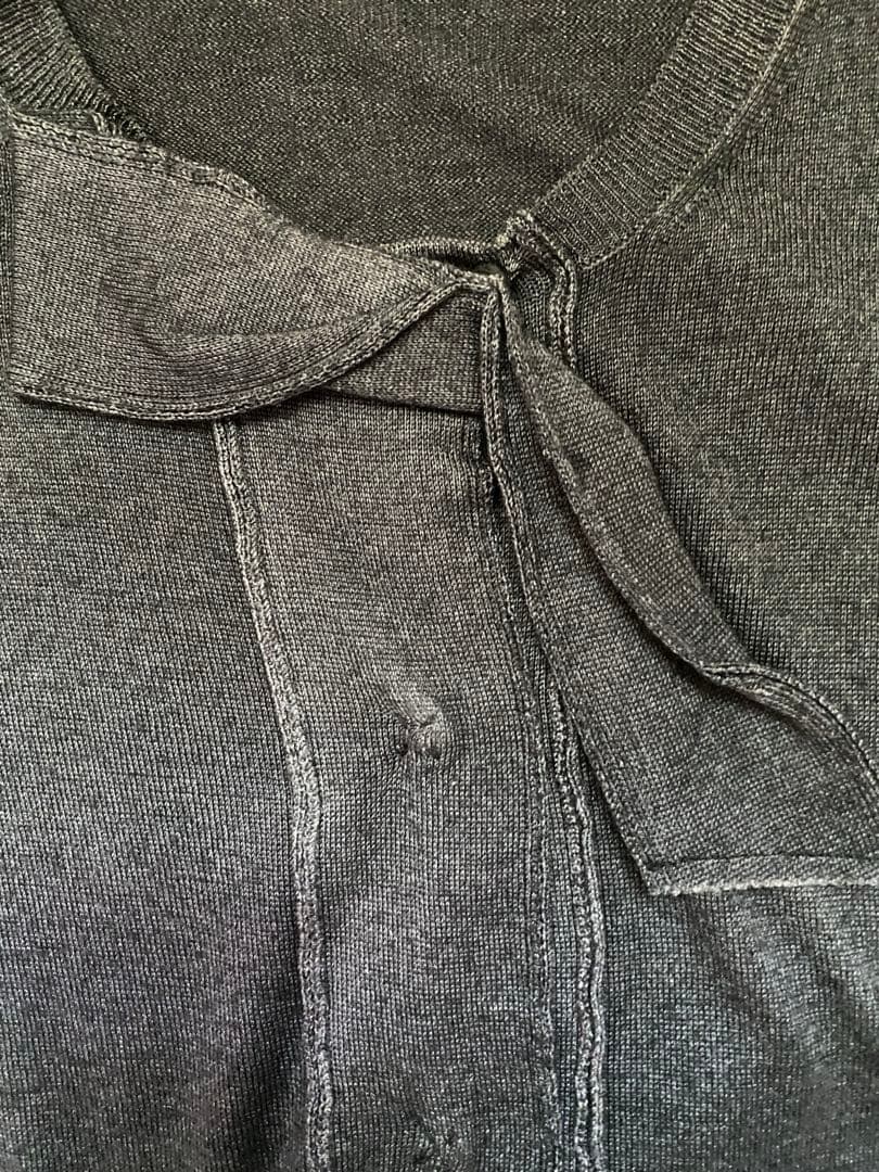 PRADA グレー リボン付きカーディガン