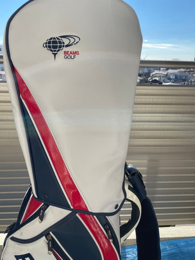期間限定値下げ！BEAMS GOLF キャディバッグ ホワイト/レッド/ネイビー