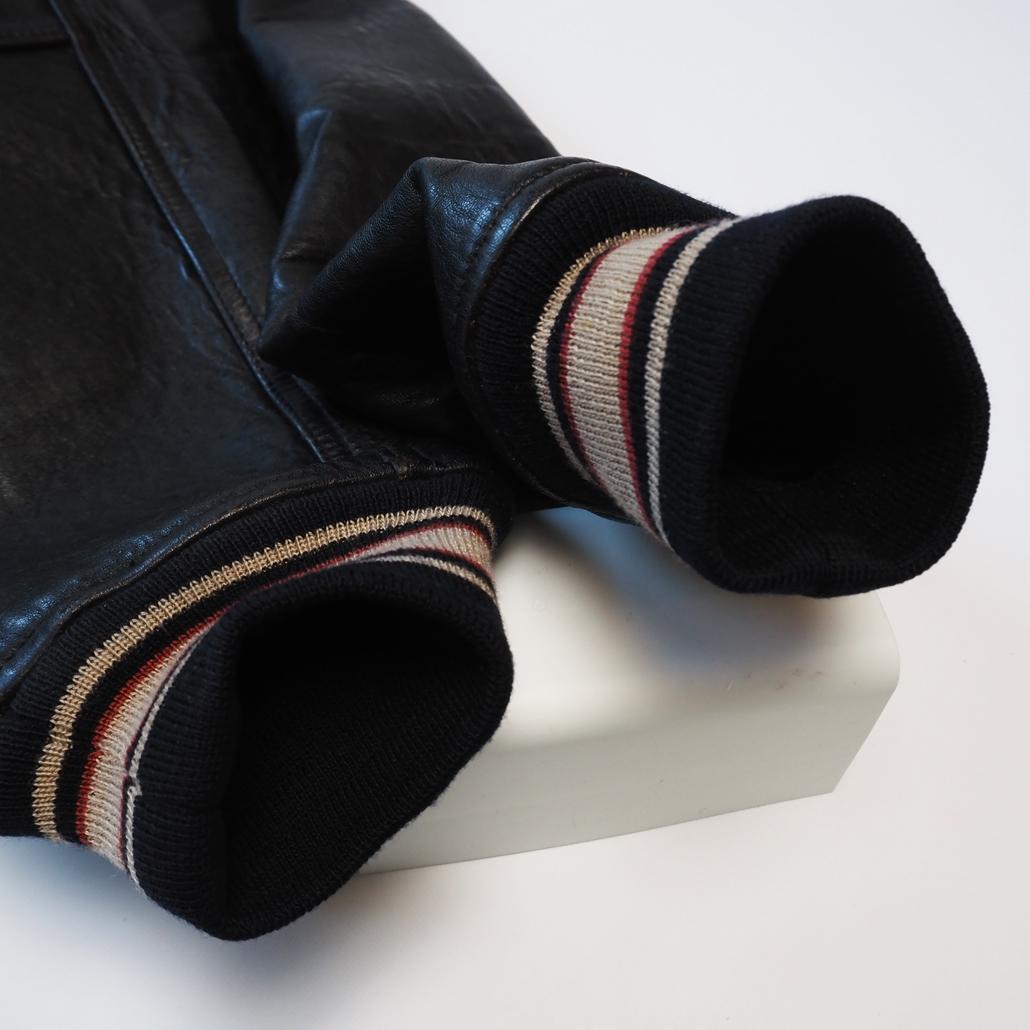 AVIREX 襟付き ショート丈 短丈 オールレザースタジャン 茶芯 本革