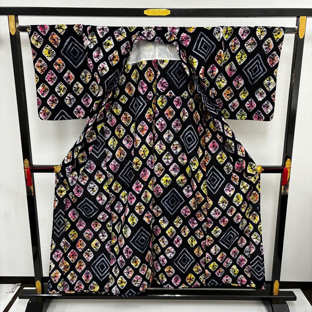 桜*中様 着物 有松絞り 浴衣 木綿 素敵なデザイン 藍染め U-7329