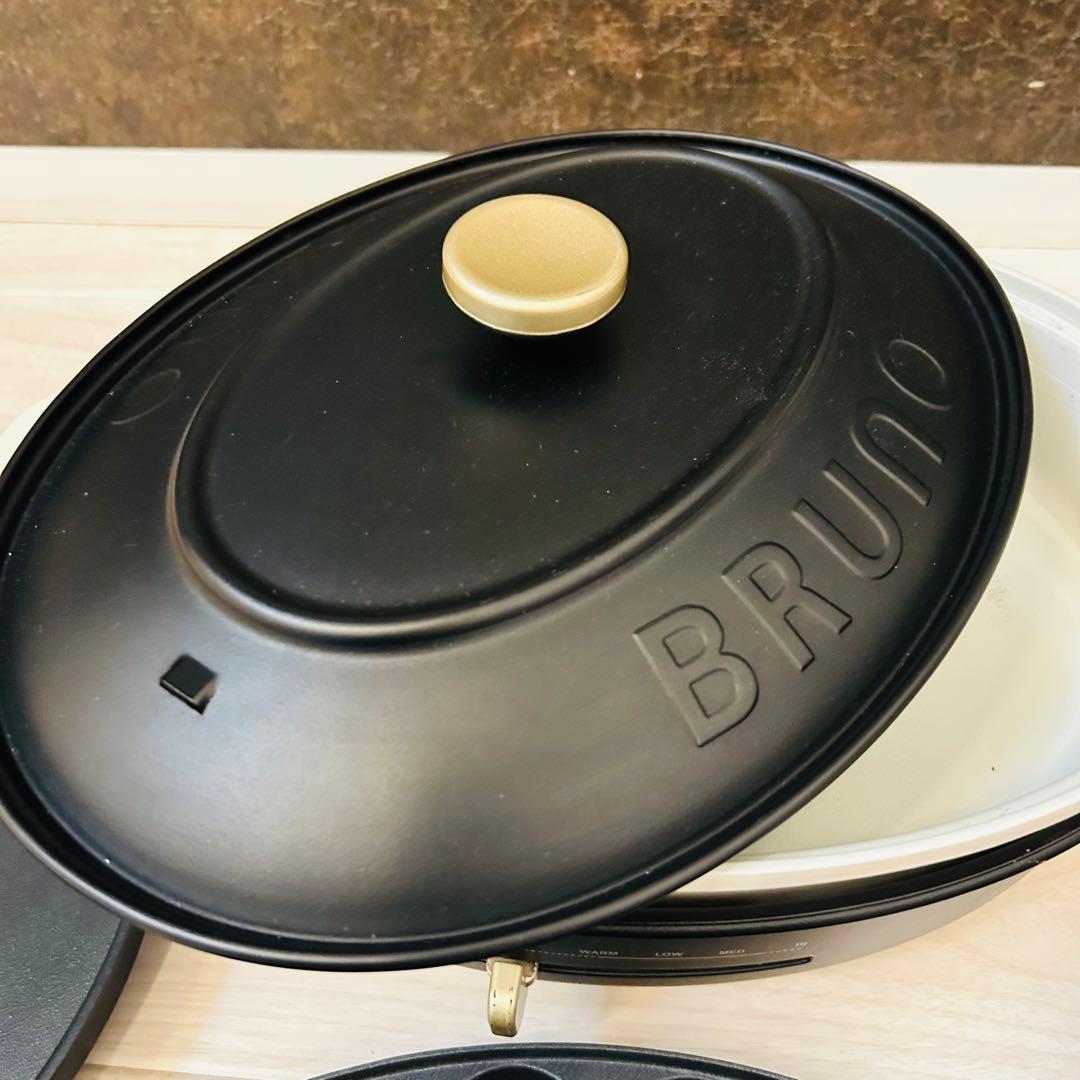 かりんママ様BRUNO　オーバルホットプレートBOE053　４種類のプレート、鍋