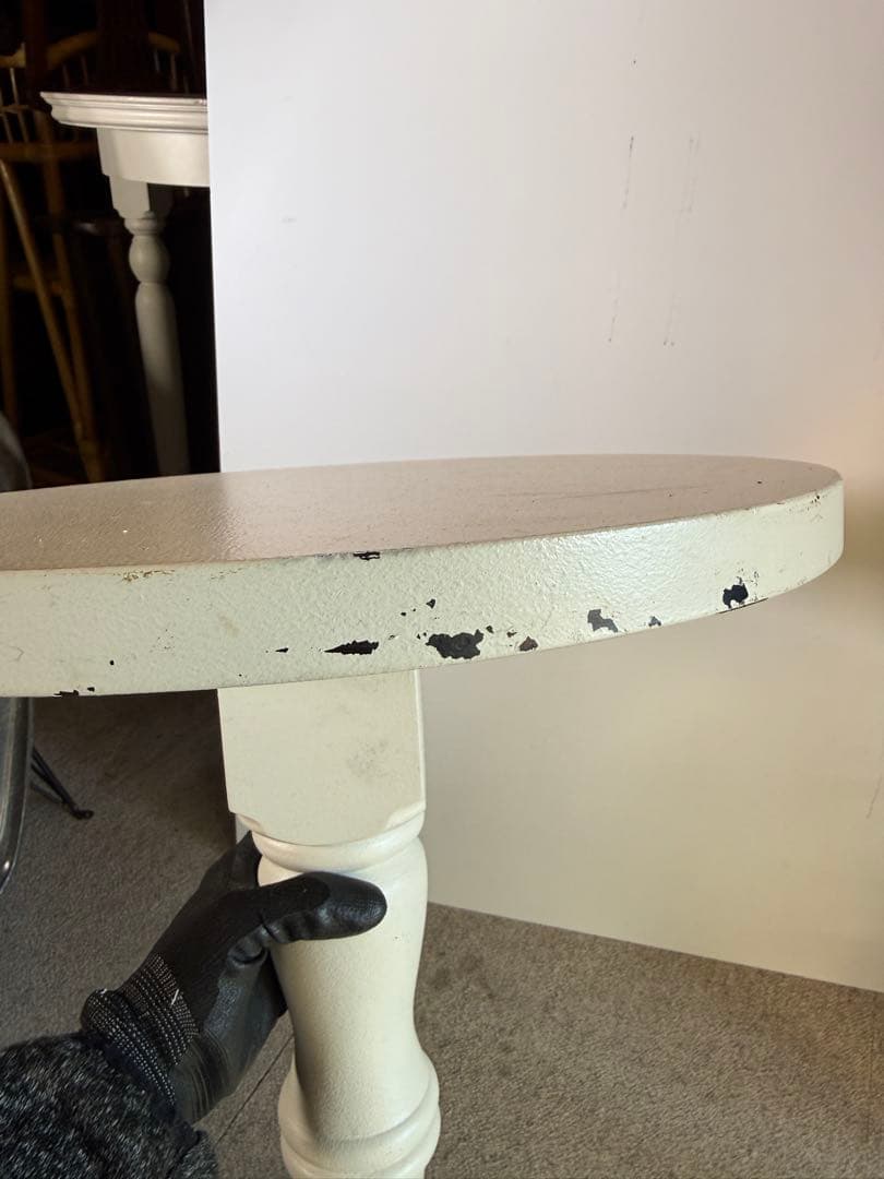 クラシック 木製 ペデスタルテーブル 白 花台 サイドテーブル 42cm