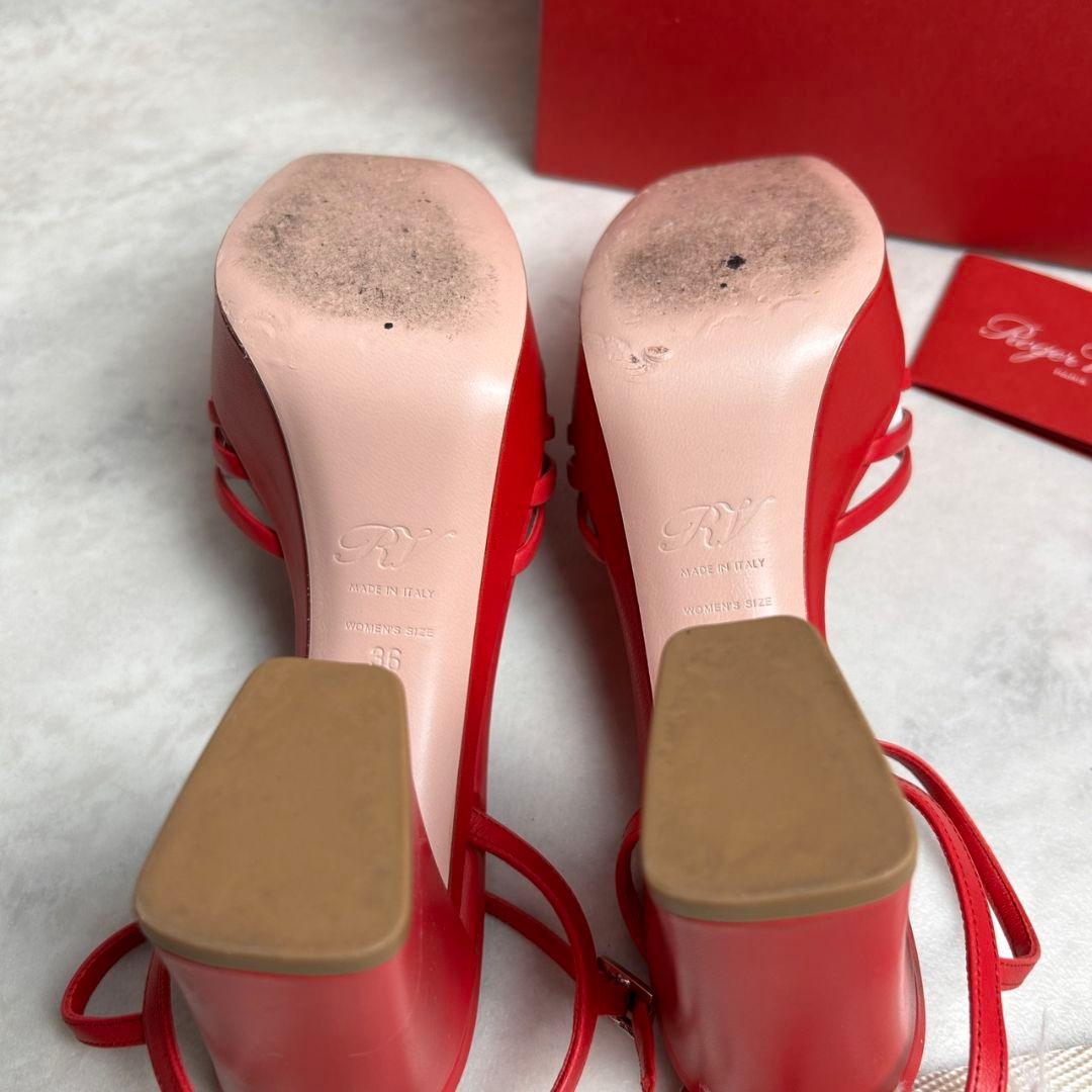【未使用級】 Roger Vivier レザー サンダル レッド バレンタイン