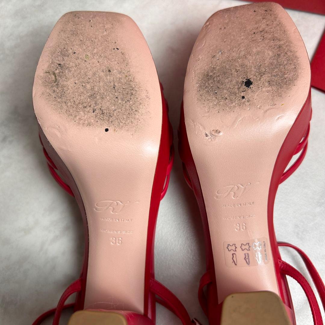 【未使用級】 Roger Vivier レザー サンダル レッド バレンタイン