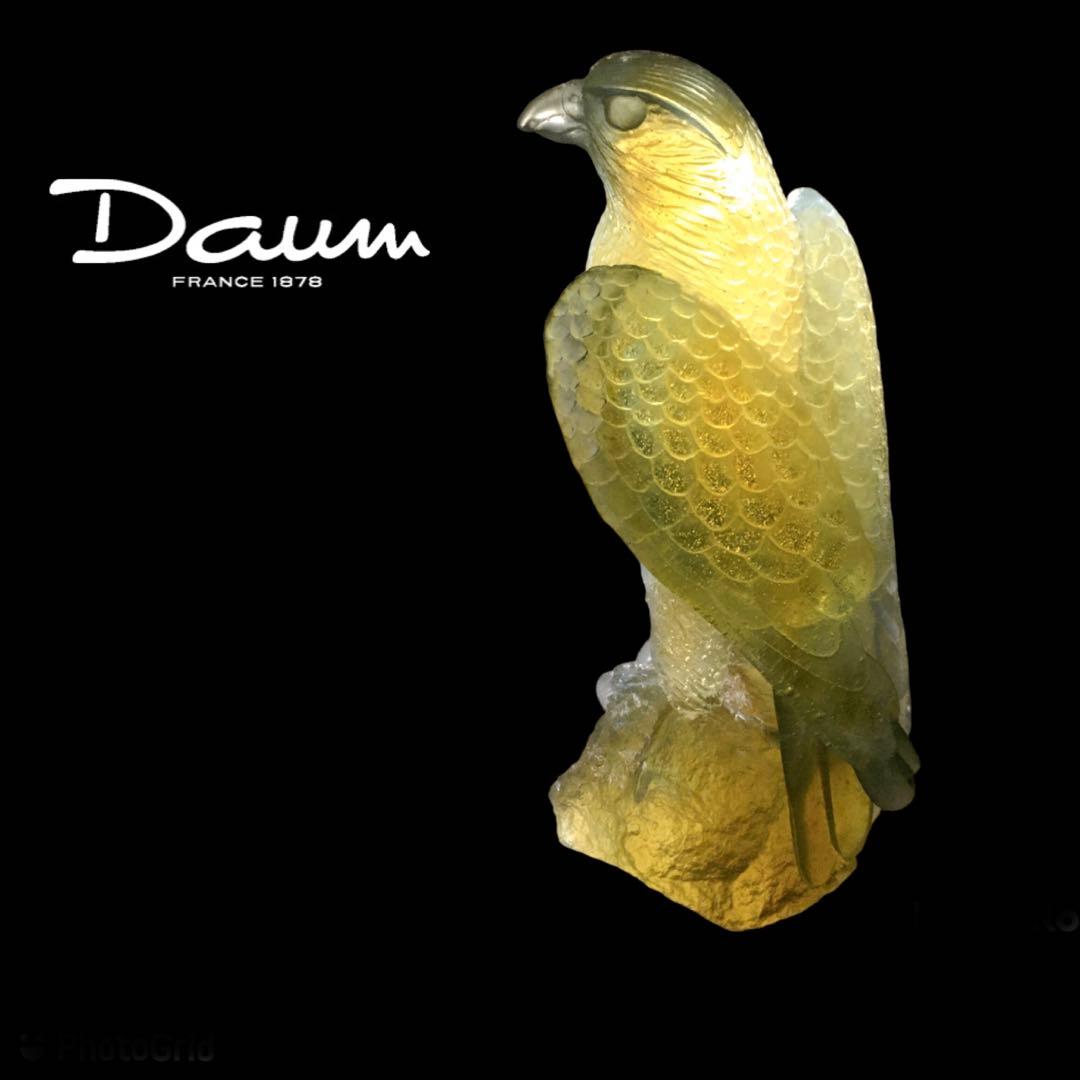 ハヤブサ　鷹　ドーム　フランス　クリスタル　水晶　エミールガレ　フランス製ガラス