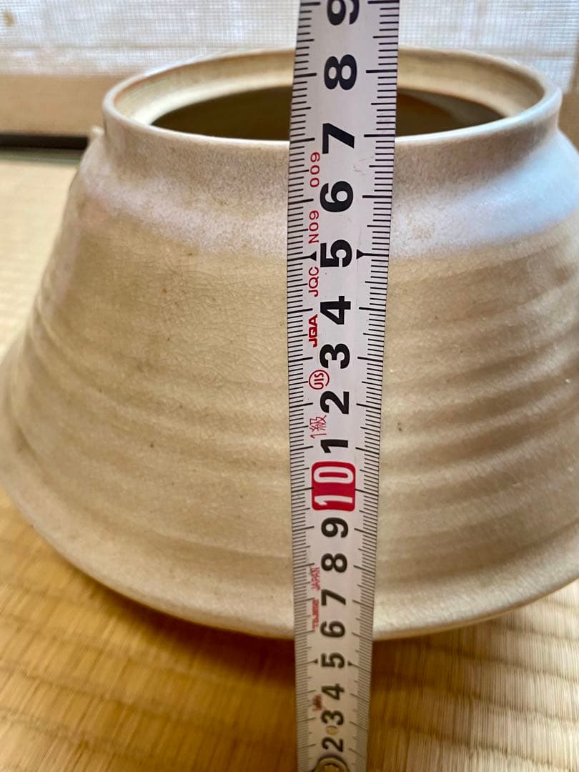 萩焼 白萩 耳付水指 茶道具 陶印あり 銘：松 貫入 梨地 水差し 骨董 共蓋付