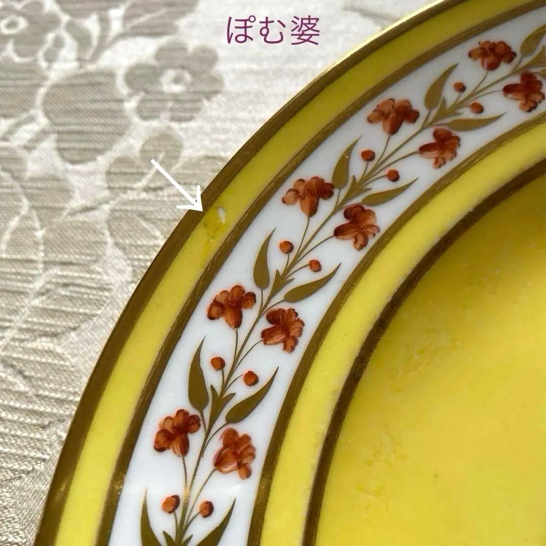 【Sevres セーヴル セーブル】黄肌花絵付 皿「ナポレオン命による贈答品」②