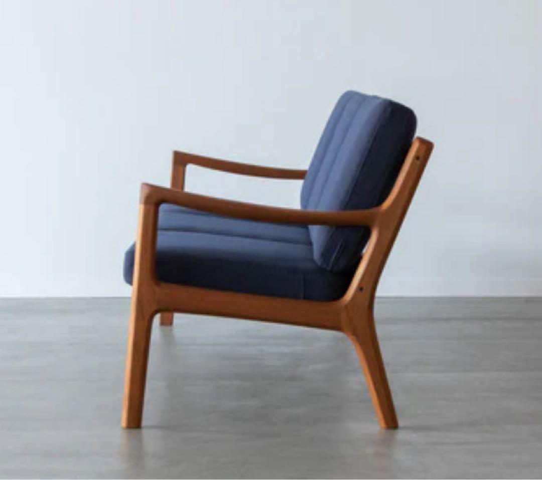 Ole Wanscher ネイビー布張り3人掛けソファ