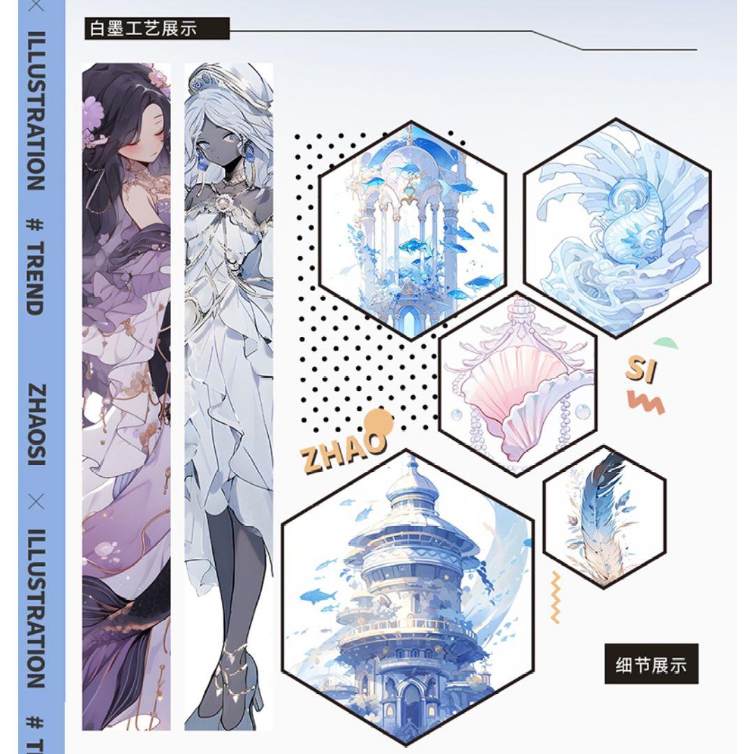 廃盤品✩J1052＃海囚(贝壳光)汐雾切り売り海外人物マステ女の子人魚AIマステ