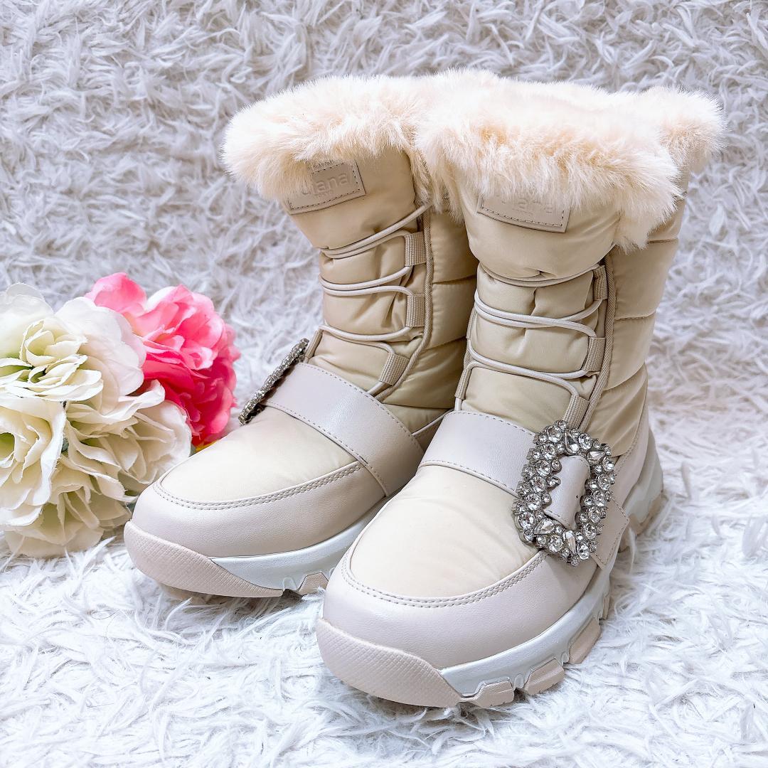 希少色【極美品】+diana クリスタルバックルスノーブーツ 23.5 24AW