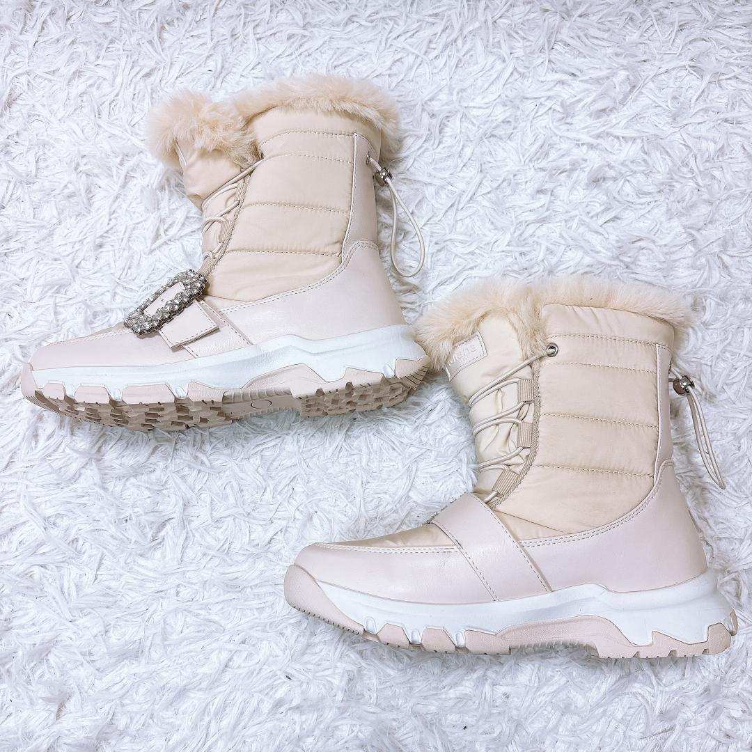 希少色【極美品】+diana クリスタルバックルスノーブーツ 23.5 24AW