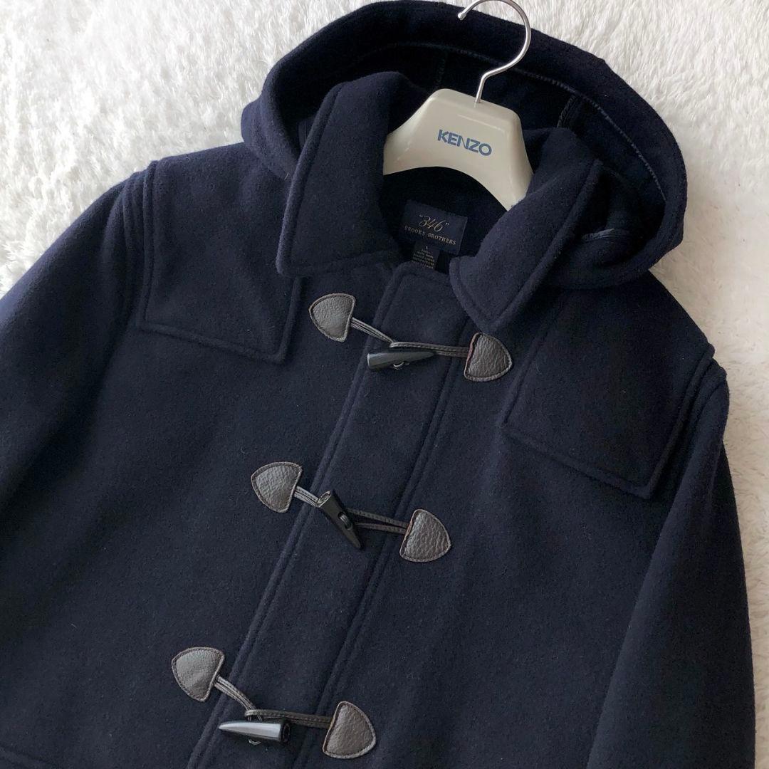 ブルックスブラザーズ ダッフルコート メルトン トグル レザー ネイビー L