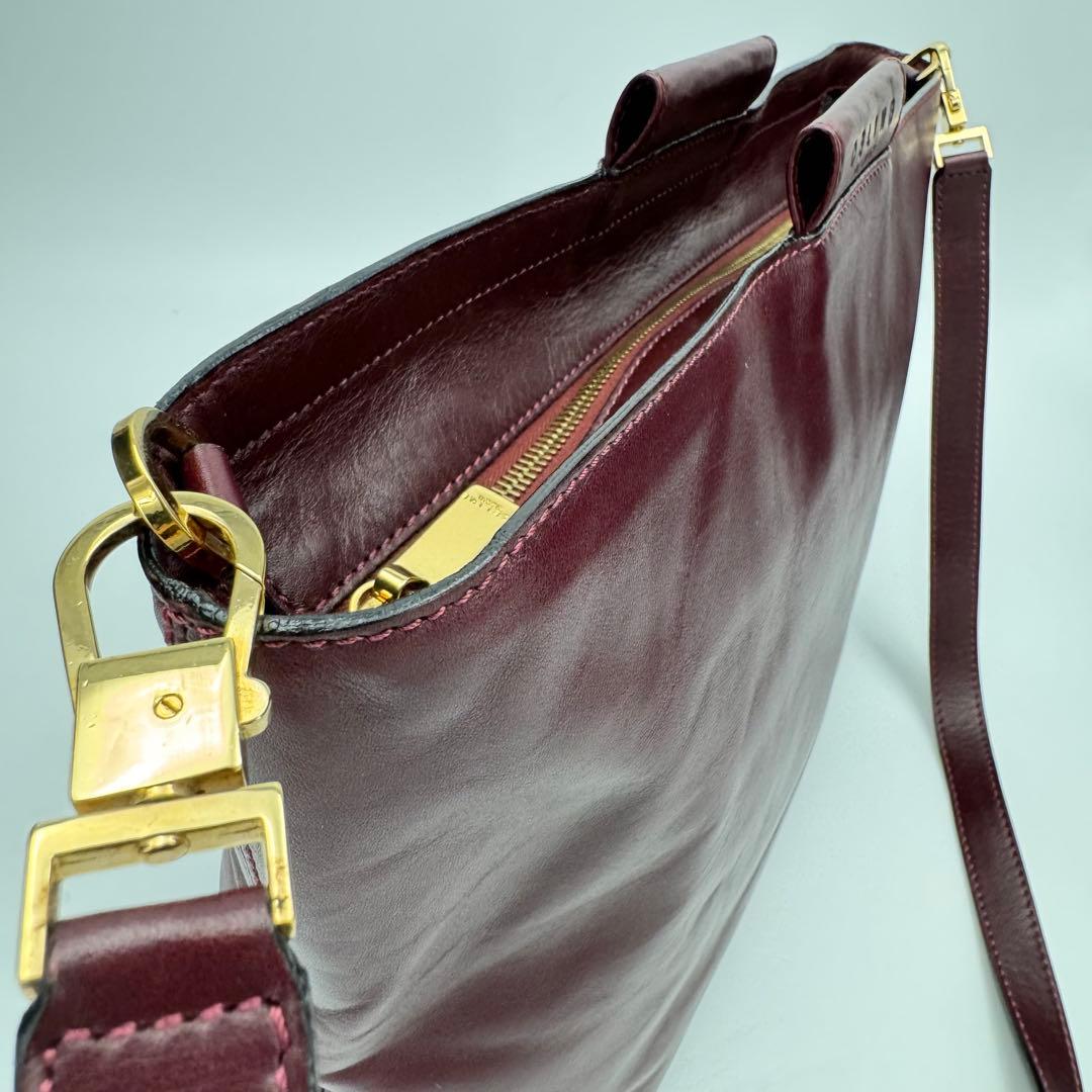 セリーヌ レザー カーフ ショルダーバッグ 斜めがけ A4可 ボルドー