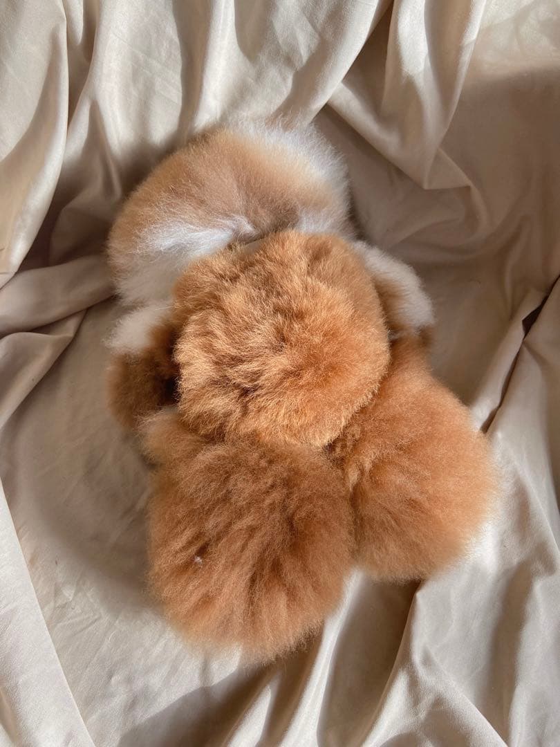 ふわふわアルパカテディベア (ペルー直輸入) ミックスカラー ブラウン×ホワイト