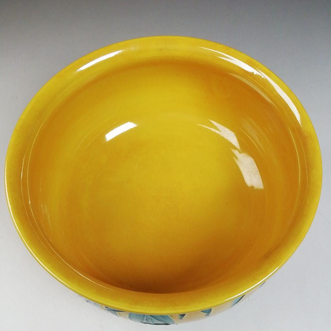 Ｔ９７１　皆具　『黄交趾釉　竹文』『平安　橋本城岳 造』　共箱　茶道具