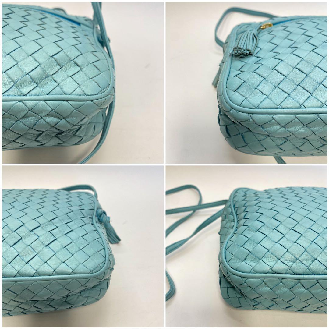 ボッテガヴェネタ ブルー ショルダーバッグ イントレチャート 水色