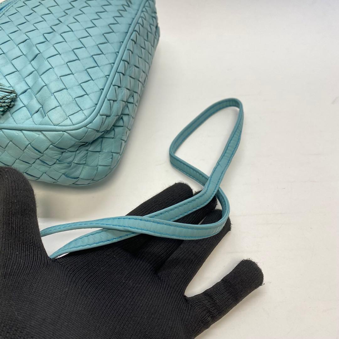 ボッテガヴェネタ ブルー ショルダーバッグ イントレチャート 水色