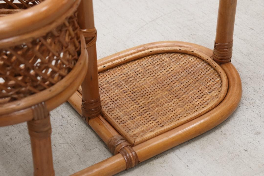 レトロ ラタン 籐 プランターラック 花台 植物 展示台 ヴィンテージ