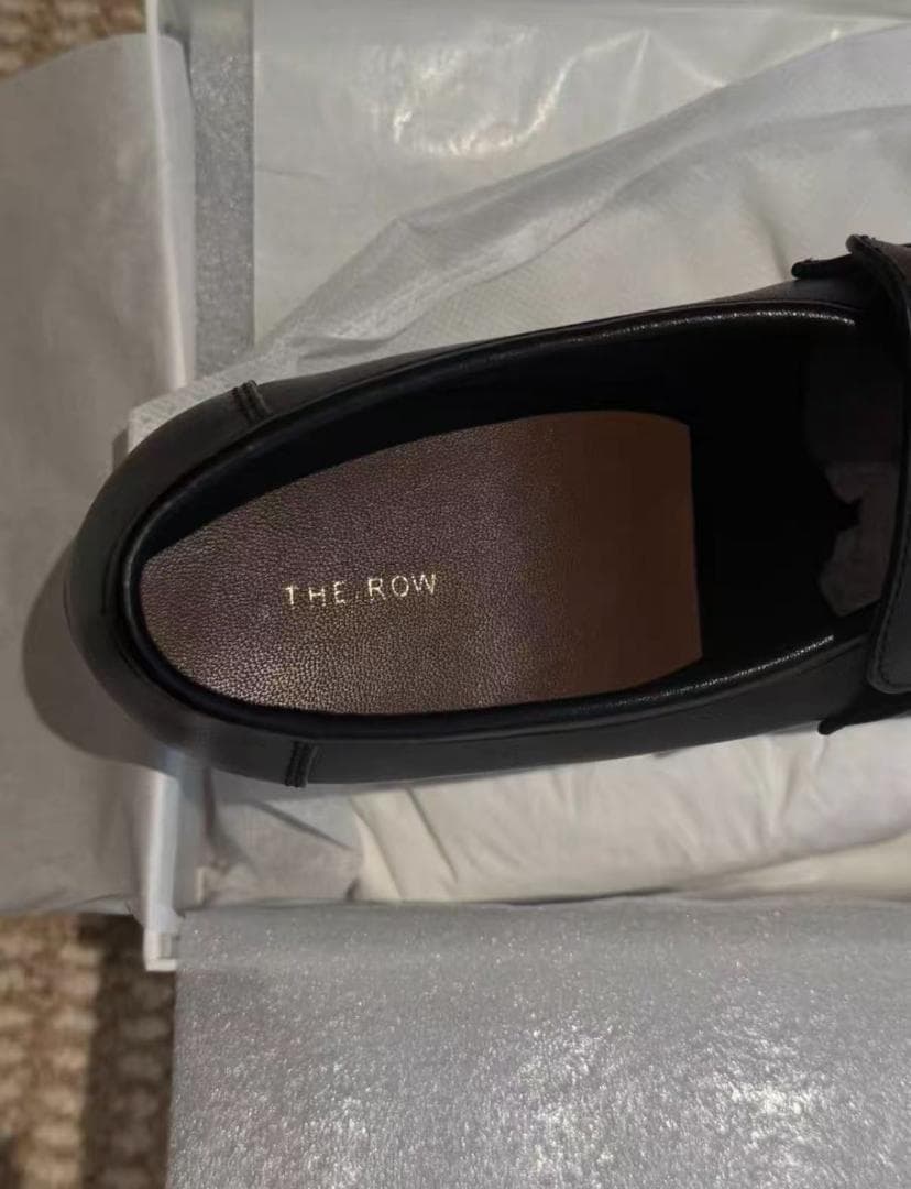the row 黒 レザー ローファー スリッポン38