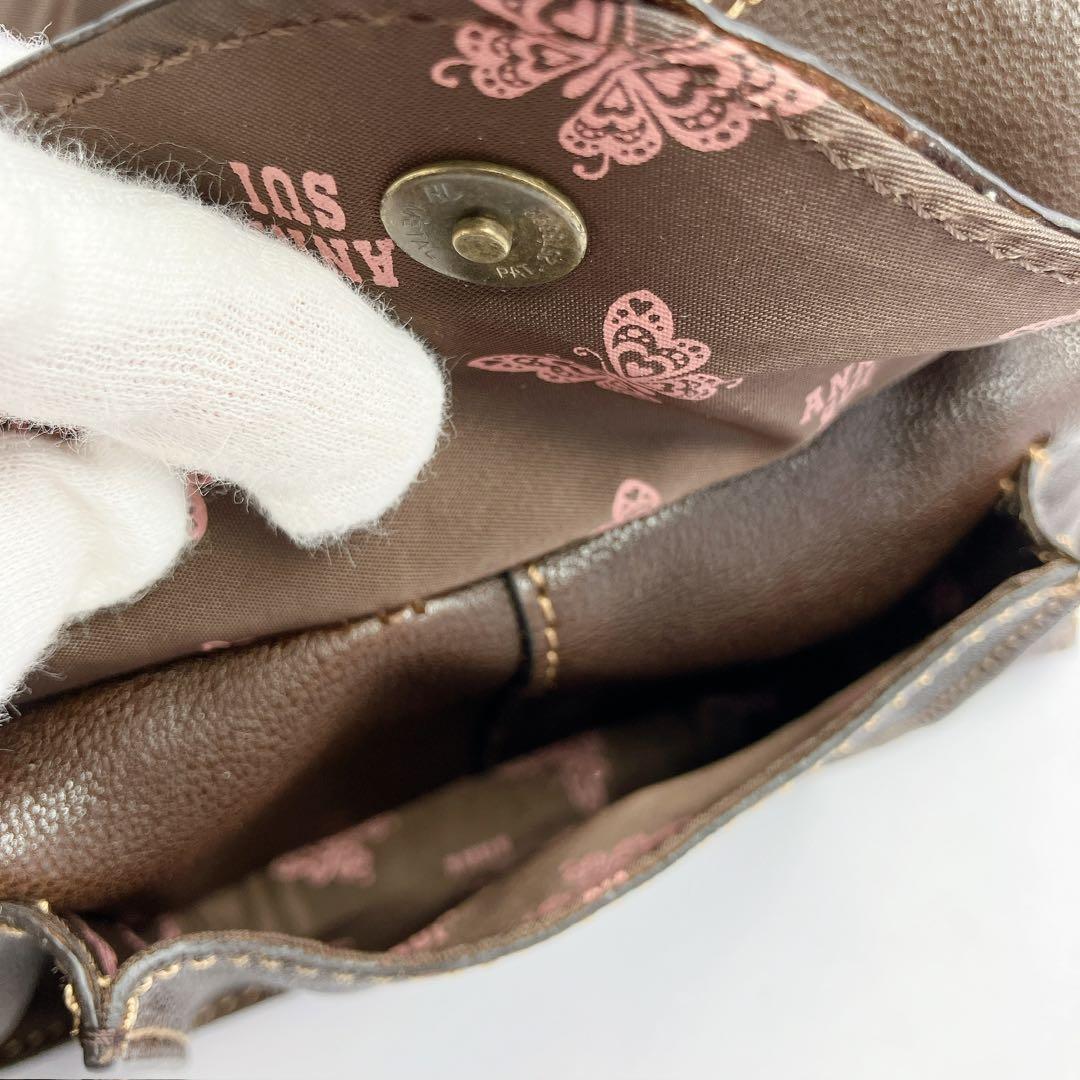 3326◯ ANNASUI ブラウン レザー ショルダーバッグ タグ付き