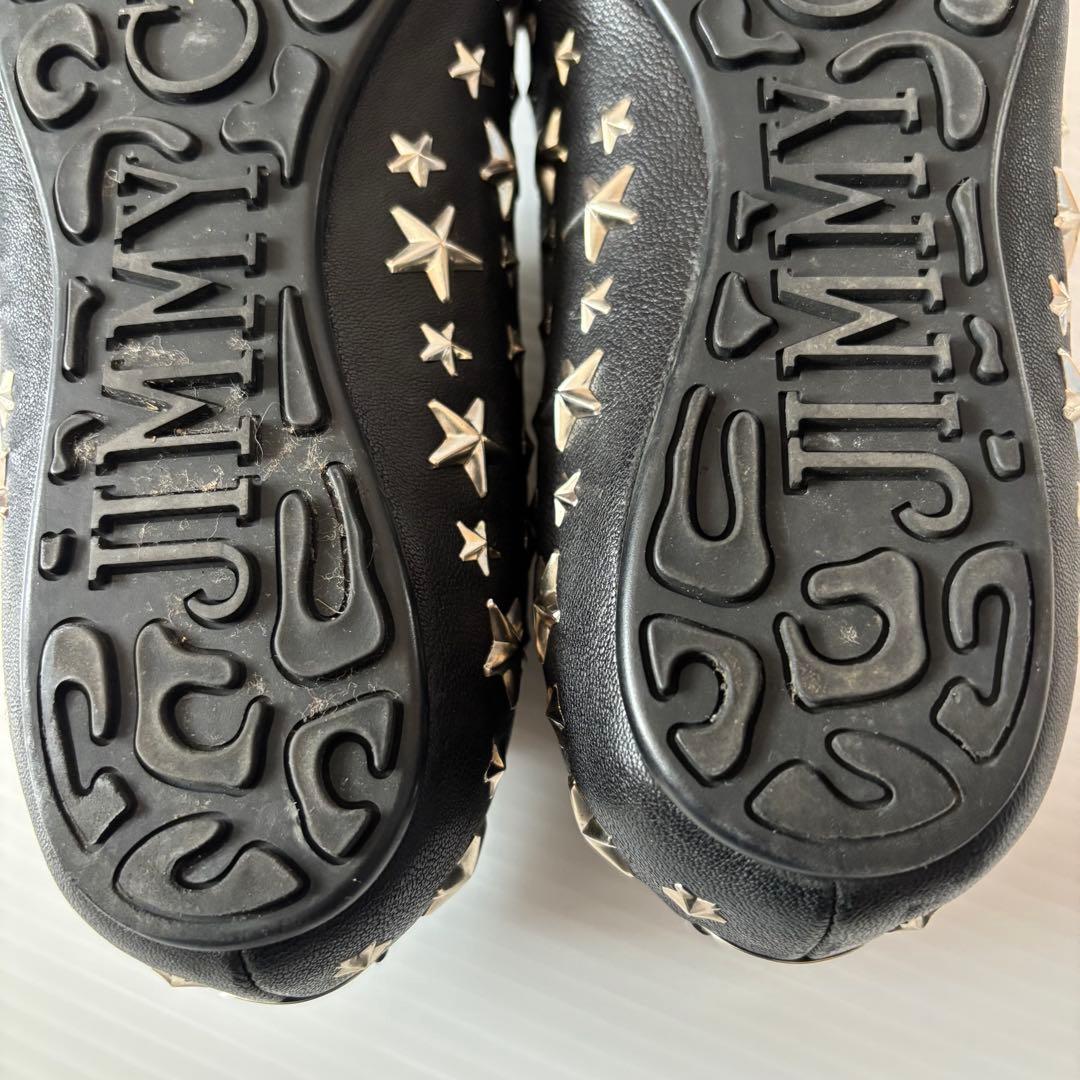 ジミーチュウ　フラットシューズ　星　スター　スタッズ　37.5 レザー　ブラック