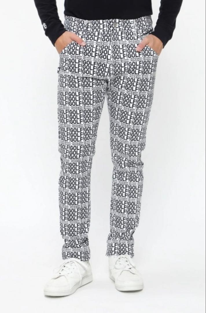 新品 パーリーゲイツ コットンストレッチカルゼ表ピーチパンツ(6)サイズLL/白