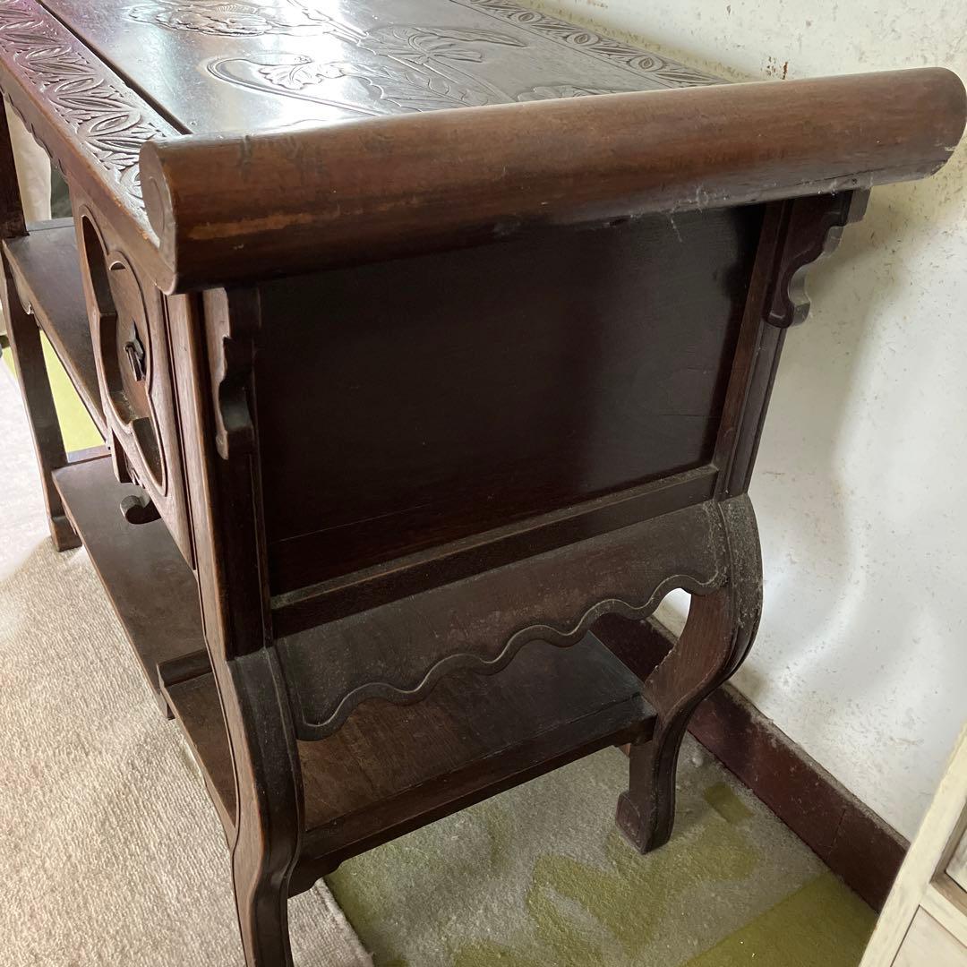 茶箪笥　飾り棚　茶棚　花台　昭和レトロ　猫脚　和風アンティーク　違い棚　煎茶棚