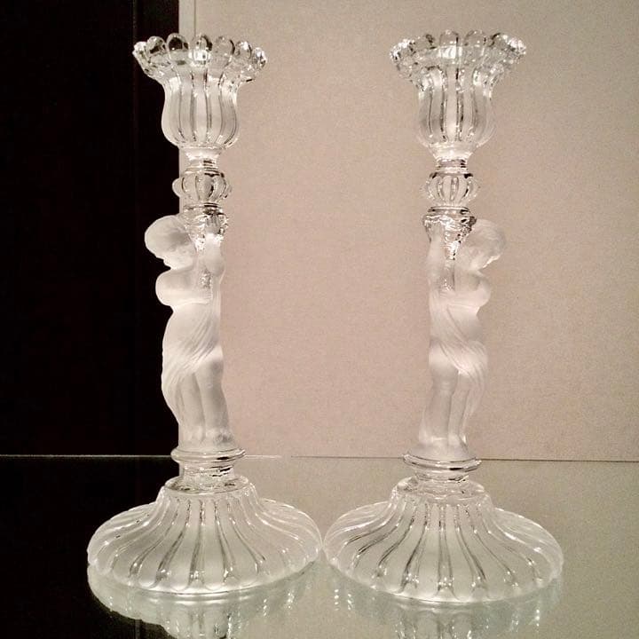 極希少☆極美品 オールドバカラ 子供☆エンジェル 燭台キャンドルスタンド ペア