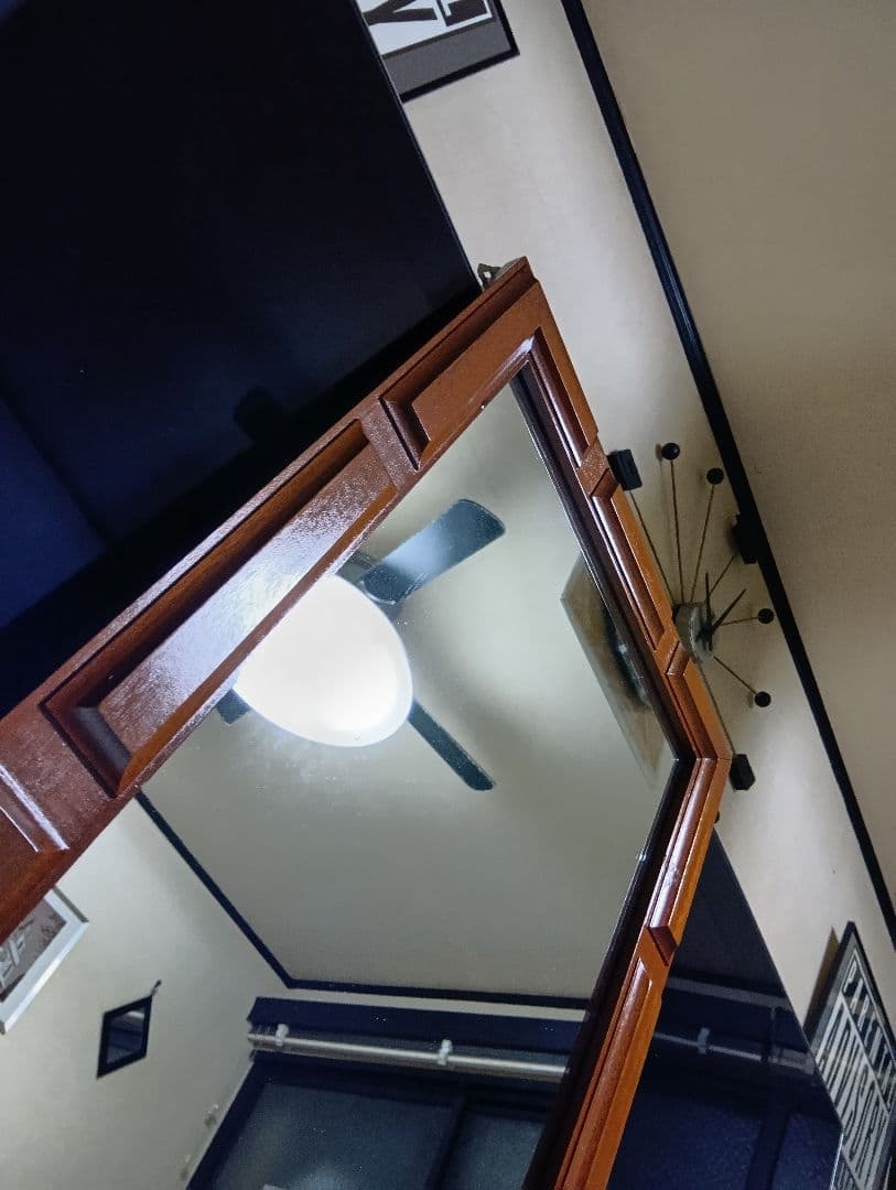 1960's　デンマーク　チーク　無垢材　ブロック　デザイン　ウォール　ミラー