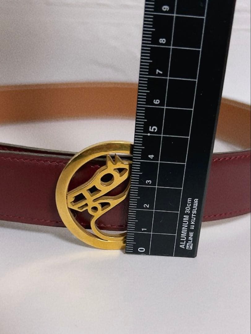 エルメス　HERMES ベルト　ホースバックル　レッド　キャメル