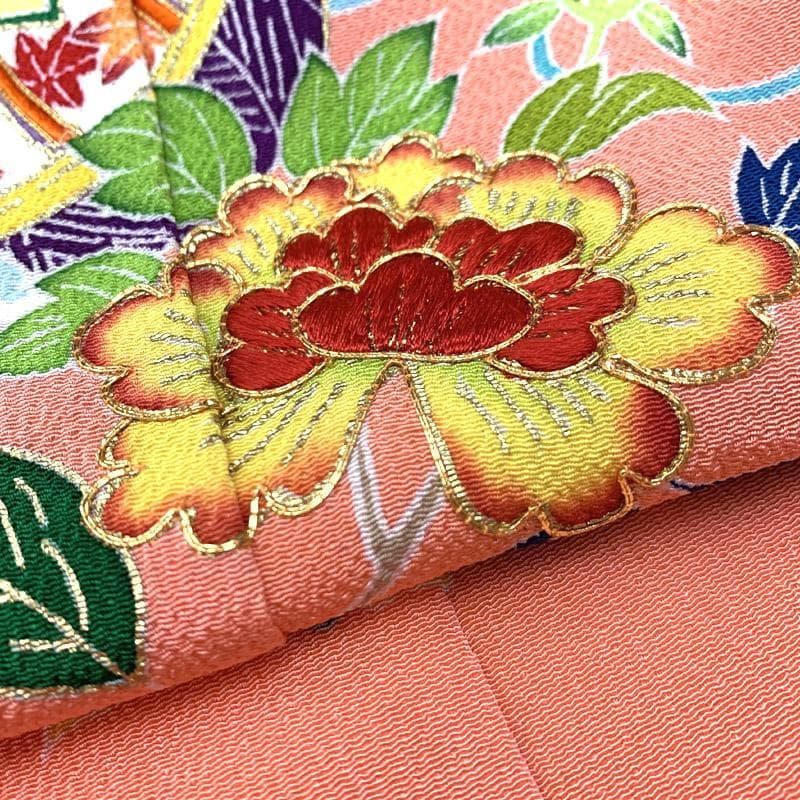 502ag11■七五三 千總 七歳 女児 着物&長襦袢 金駒刺繍 手鞠■美品