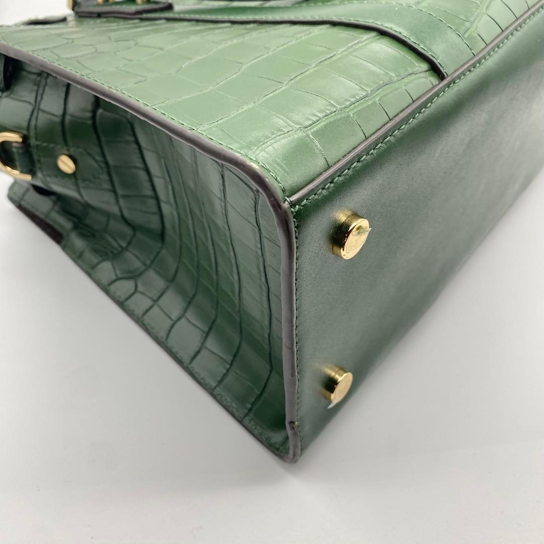 【未使用級】マイケルコース・クロコ型押し・ヌーボーハミルトン・2wayバッグ・緑