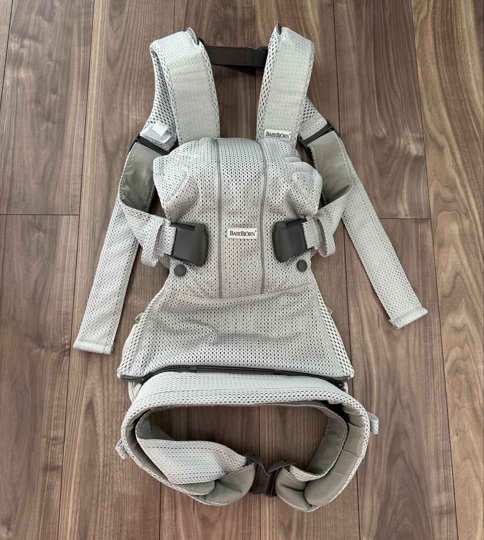 美品 ベビービョルン ワンカイエアー メッシュ グレー 抱っこひも 新生児OK