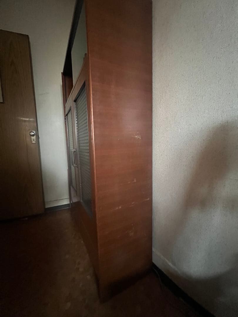 昭和レトロ 昭和ガラス 木製ラック ガラス扉 4段棚